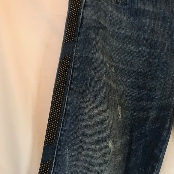 Hudson Jude Slouch Skinny Studded Side Seam Jeans Distressed in Rebelion Size 25 - Picture 4 of 16